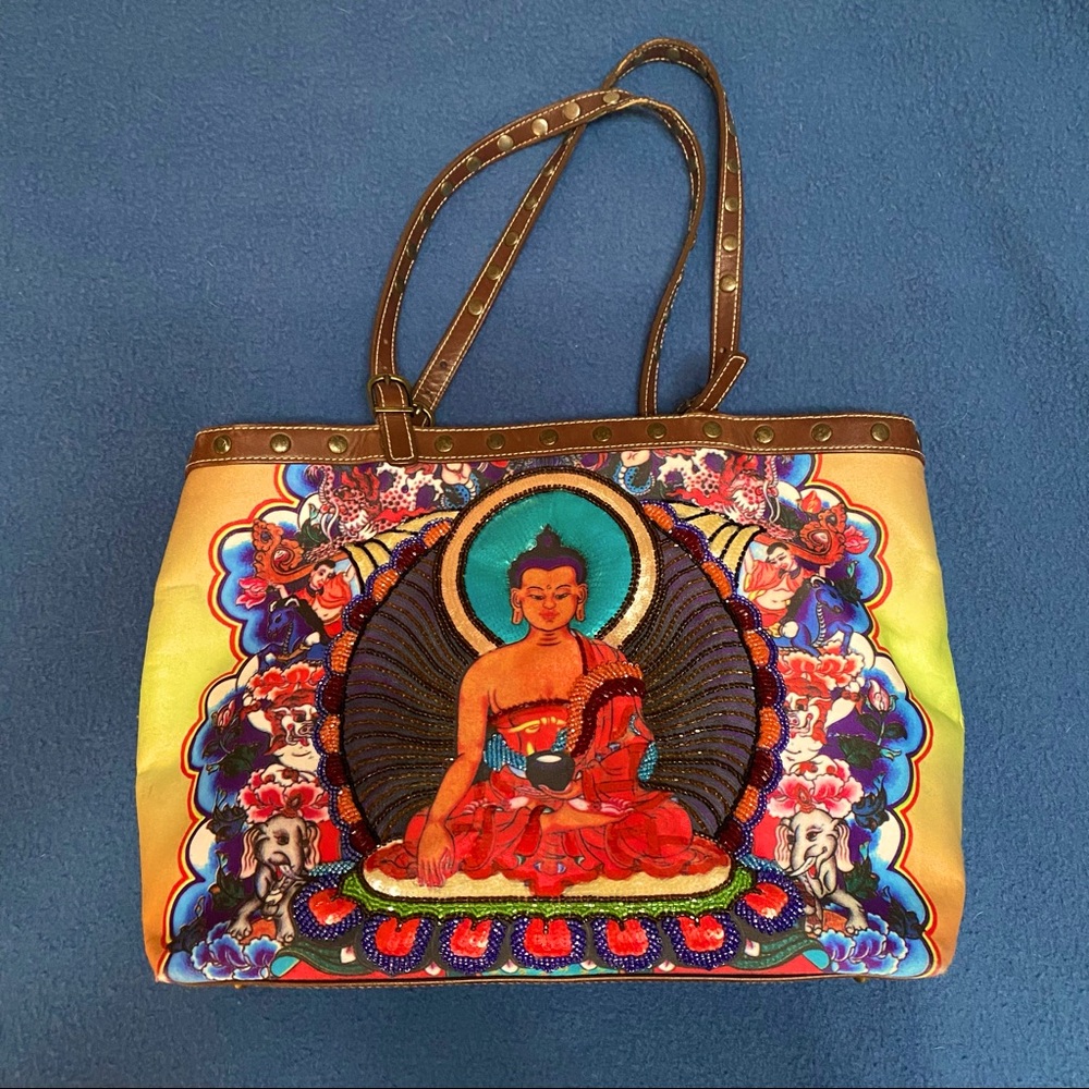 Isabella Fiore VINTAGE Buddha Shakyamuni Beaded Handbag/Tote